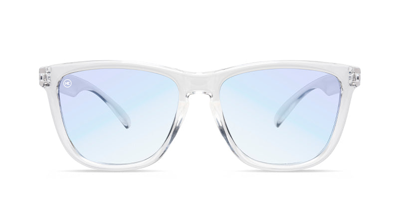 Sunglasses with Clear Frames and Clear Blue Light Blockers, Front