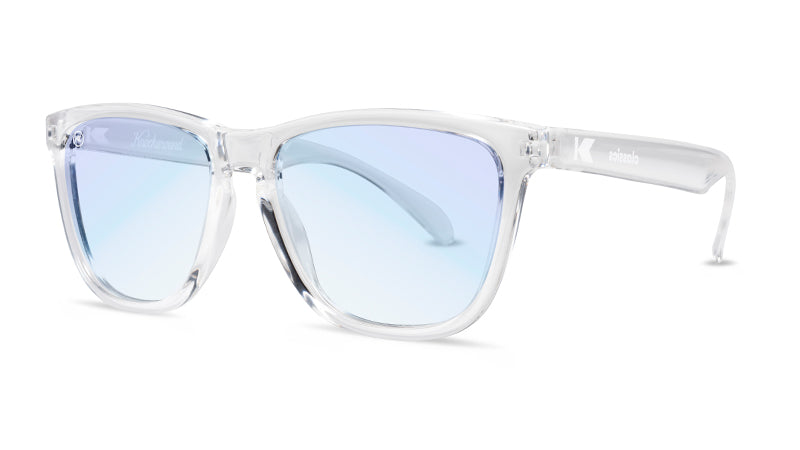 Sunglasses with Clear Frames and Clear Blue Light Blockers, Threequarter