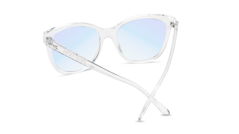 Sunglasses with Clear Frames and Clear Blue Light Blocking Lenses, Back