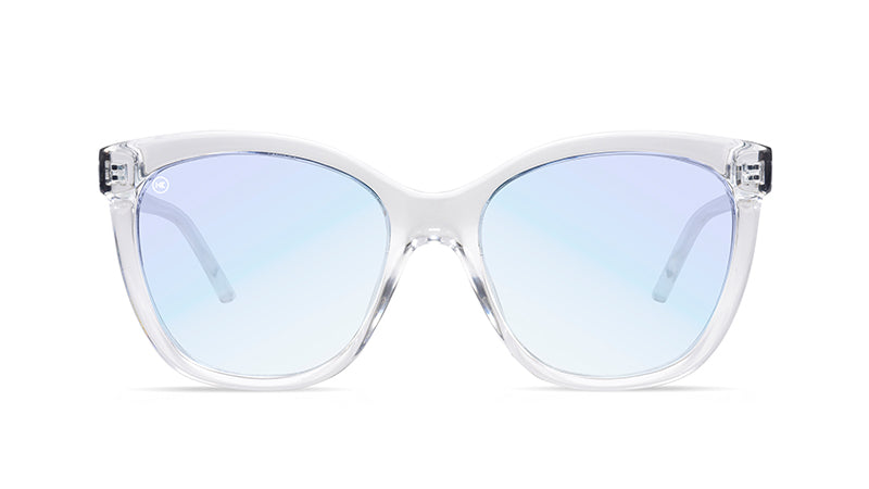 Sunglasses with Clear Frames and Clear Blue Light Blocking Lenses, Front