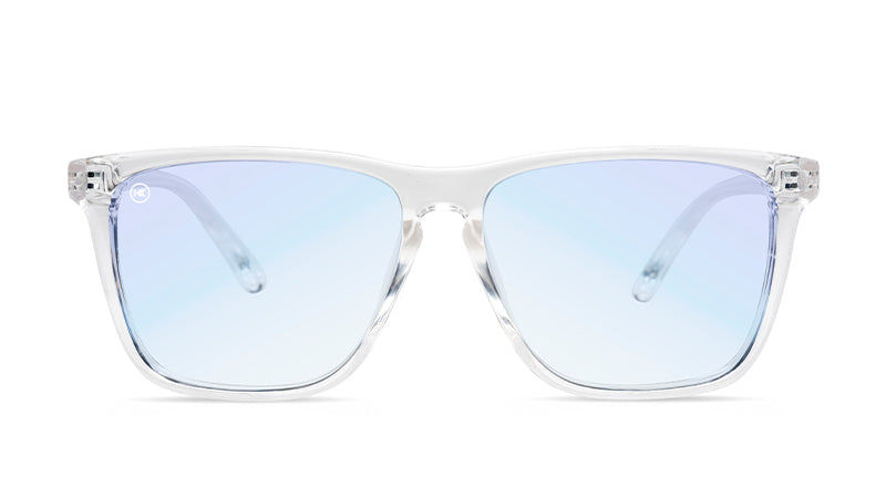 Sunglasses with Clear Frames and Clear Blue Light Blocking Lenses, Front