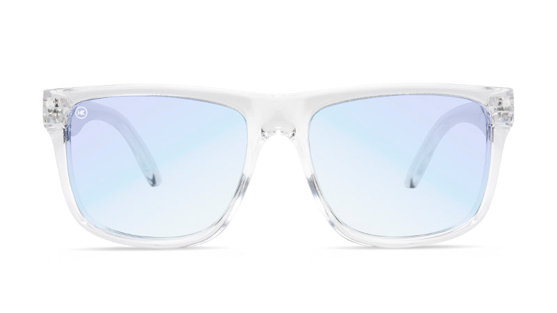Sunglasses with Clear Frames and Clear Blue Light Blocking Lenses, Front