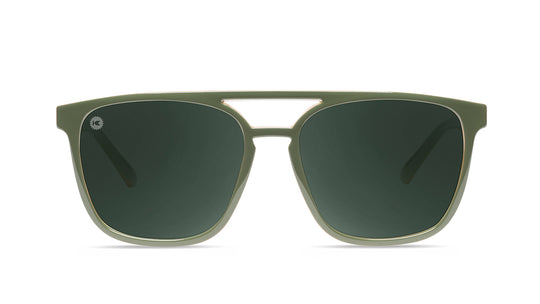 Sunglasses with Coyote Calls Frames and Polarized Aviator Green Lenses, Front