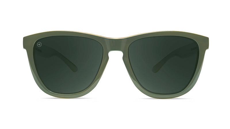 Sunglasses with Glossy Green Frames and Polarized Green Lenses, Front