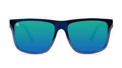 Sunglasses with Cubic Pattern Frames and Polarized Green Lenses, Front