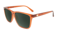Sunglasses with Orange Frames and Polarized Aviator Green Lenses, Flyover