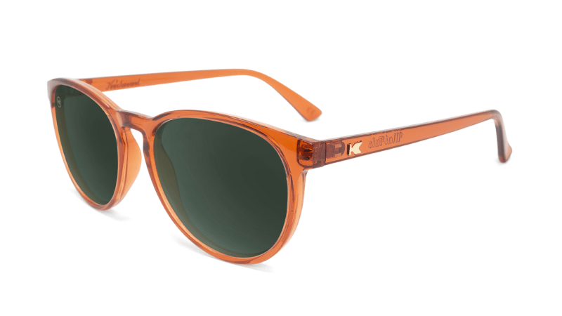 Sunglasses with Orange Frames and Polarized Aviator Green Lenses, Flyoer