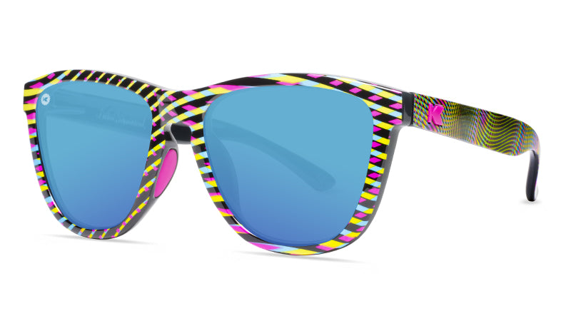 Sunglasses with black Frames and Polarized Aqua Lenses, Threequarter