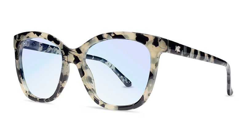 Sunglasses with Film Noir Frames and Clear Blue Light Blocking Lenses, Threequarter