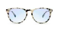 Sunglasses with Film Noir Frames and Clear Blue Light Blocking Lenses, Front