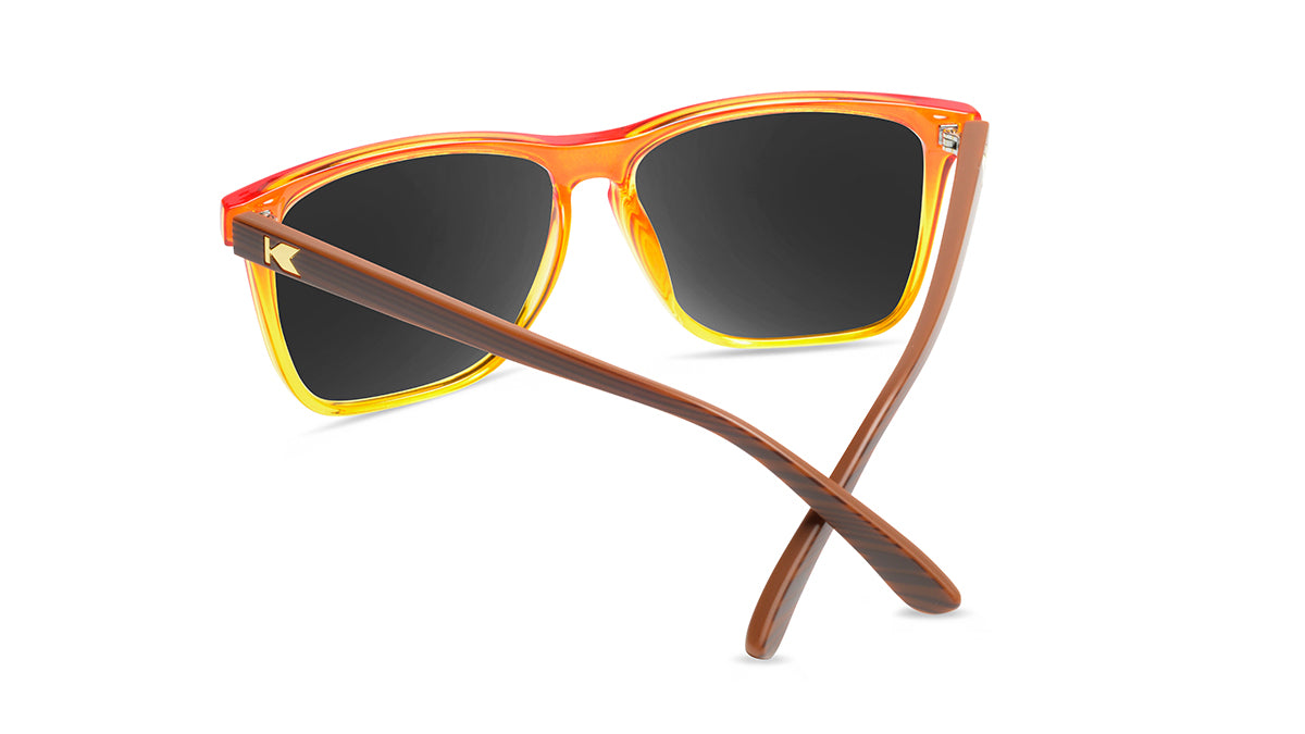 Sunglasses with Firewood Frames and Polarized Red Sunset Lenses, Back