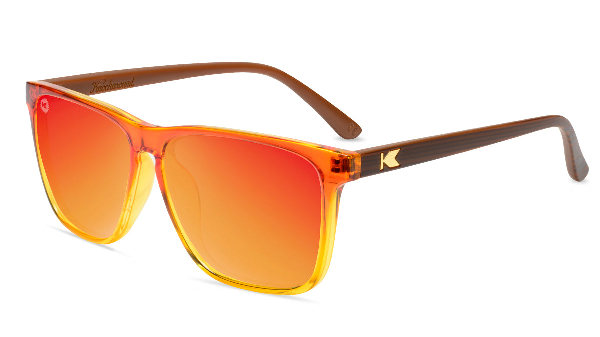 Sunglasses with Firewood Frames and Polarized Red Sunset Lenses, Flyover