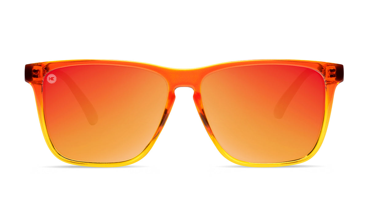 Sunglasses with Firewood Frames and Polarized Red Sunset Lenses, Front