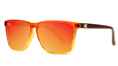 Sunglasses with Firewood Frames and Polarized Red Sunset Lenses, Threequarter