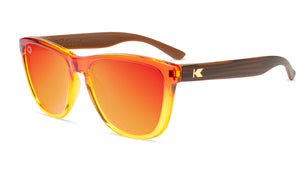Sunglasses with Firewood Frames and Polarized Red Sunset Lenses, Flyover
