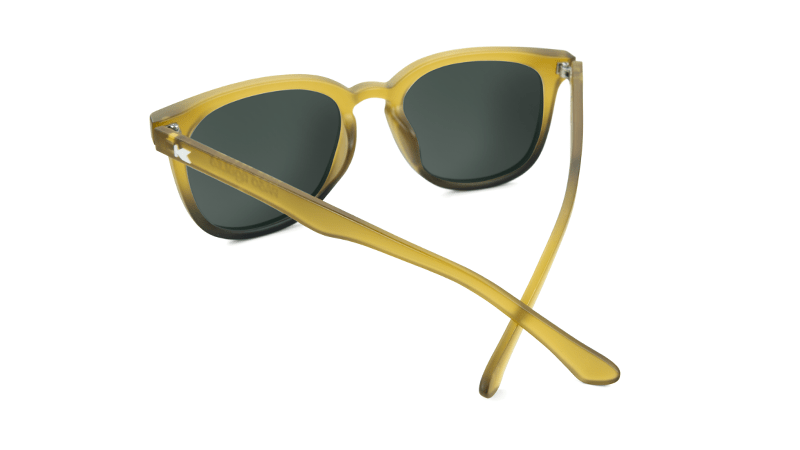 Sunglasses with Frosted Amber Fade Frames and Polarized Aviator Green Lenses, Back