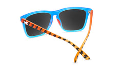 Sunglasses with Blue Frames and Polarized Red Lenses, Back