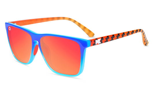 Sunglasses with Blue Frames and Polarized Red Lenses, Flyover