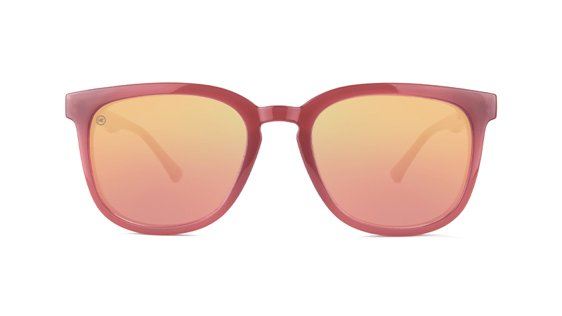 Sunglasses with Glossy Sangria Frames and Polarized Rose Gold Lenses, Front
