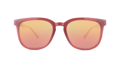 Sunglasses with Glossy Sangria Frames and Polarized Rose Gold Lenses, Front