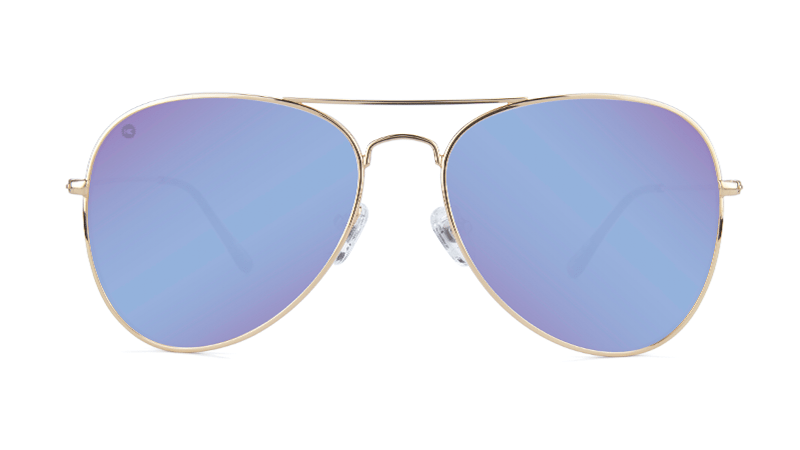 Sunglasses with Gold Metal Frame and Polarized Snow Opal Lenses, Front