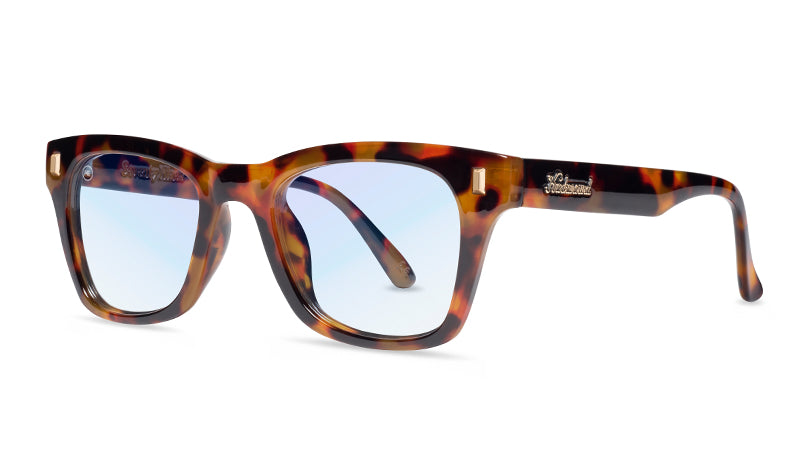 Sunglasses with Great Oak Frames and Clear Blue Light Blocking Lenses, Threequarter
