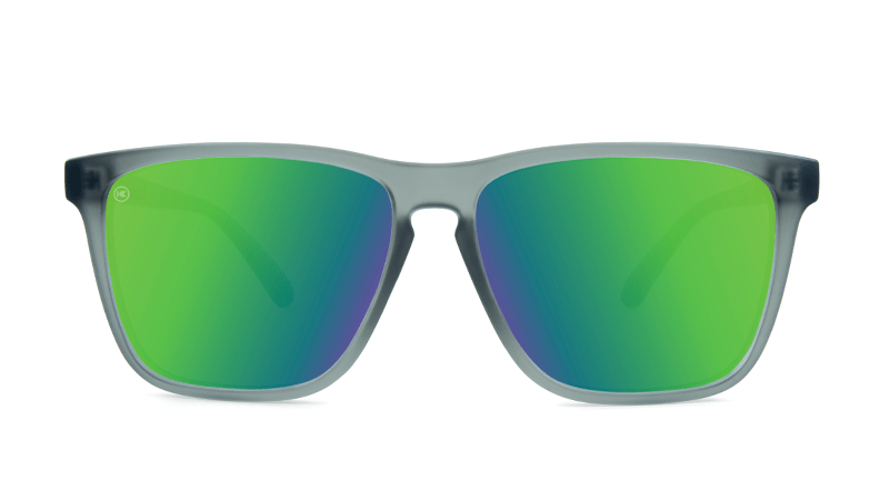 Knockaround Fast Lanes Frosted Grey Frame with Green Moonshine Lenses, Front