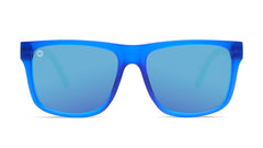 Sport Sunglasses with Blue Fronts and Mine Green Arms and Polarized Aqua Lenses, Front