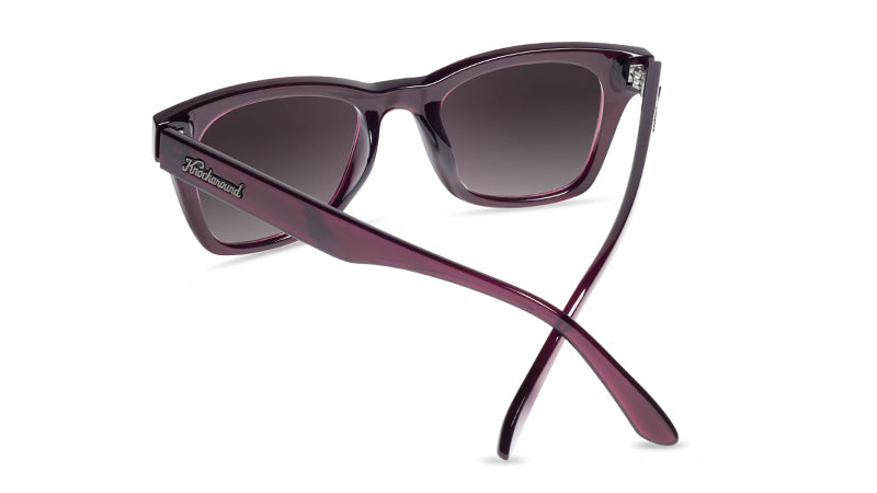 Sunglasses with Purple Frames and Polarized Smoke Gradient Lenses, Back