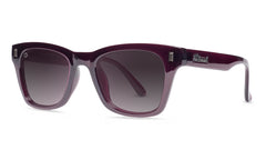 Sunglasses with Purple Frames and Polarized Smoke Gradient Lenses, Threequarter