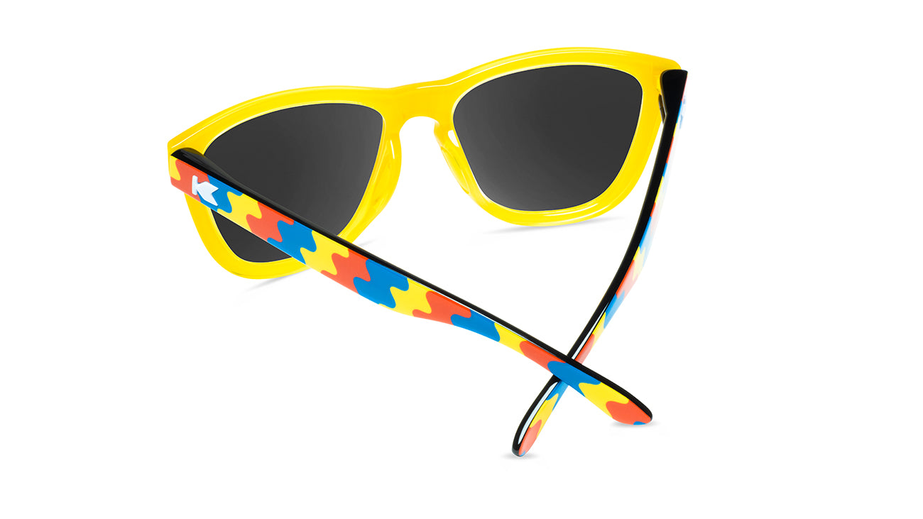 Sunglasses with Black Frames and Polarized Green Lenses, Back