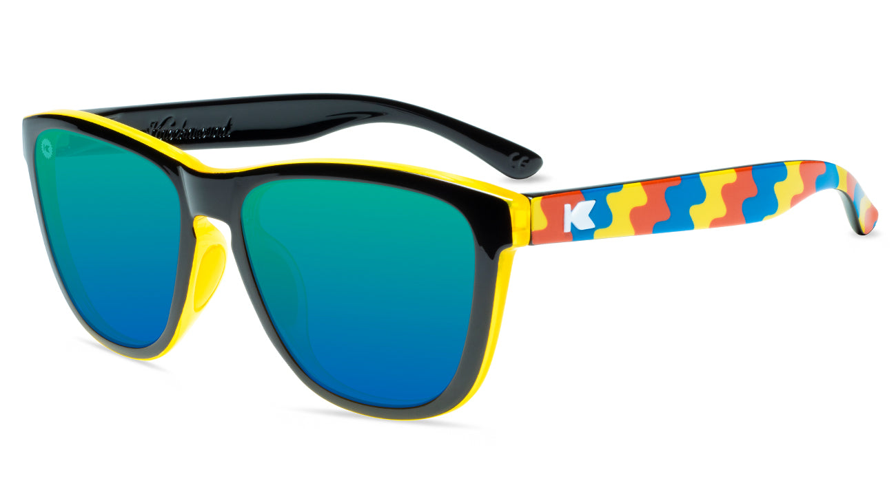 Sunglasses with Black Frames and Polarized Green Lenses, Flyover