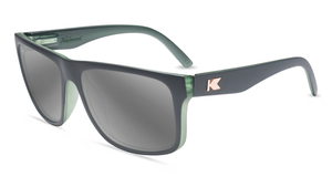 Sunglasses with Matte Grey Frames and Polarized Silver Smoke Lenses, Flyover
