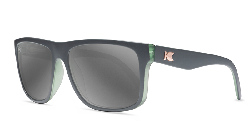 Sunglasses with Matte Grey Frames and Polarized Silver Smoke Lenses, Threequarter