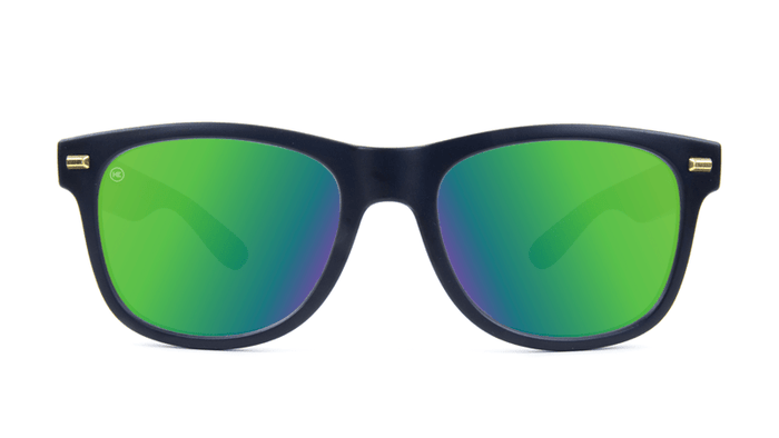 Fort Knocks Sunglasses with Matte Black Frames and Green Moonshine Mirrored Lenses, Front