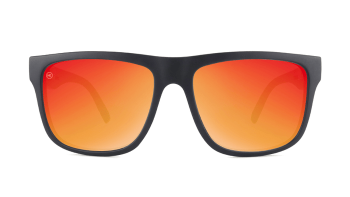 Sunglasses with Matte Black Frames and Polarized Red Sunset Lenses, Front