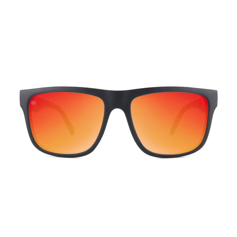 Sunglasses with Matte Black Frames and Polarized Red Sunset Lenses, Front