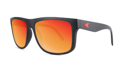 Sunglasses with Matte Black Frames and Polarized Red Sunset Lenses, Threequarter