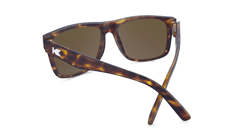 Sunglasses with Matte Tortoise Shell Frame and Polarized Amber Lenses, Back