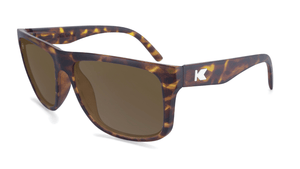 Sunglasses with Matte Tortoise Shell Frame and Polarized Amber Lenses, Flyover