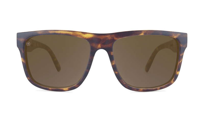 Sunglasses with Matte Tortoise Shell Frame and Polarized Amber Lenses, Front