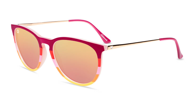 Sunglasses with Mesa Horizon-inspired frames and polarized rose gold, flyover