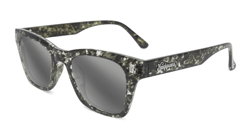 Sunglasses with Midnight Ink Frames and Polarized Silver Smoke Lenses, Flyover