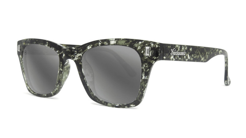 Sunglasses with Midnight Ink Frames and Polarized Silver Smoke Lenses, Threequarter
