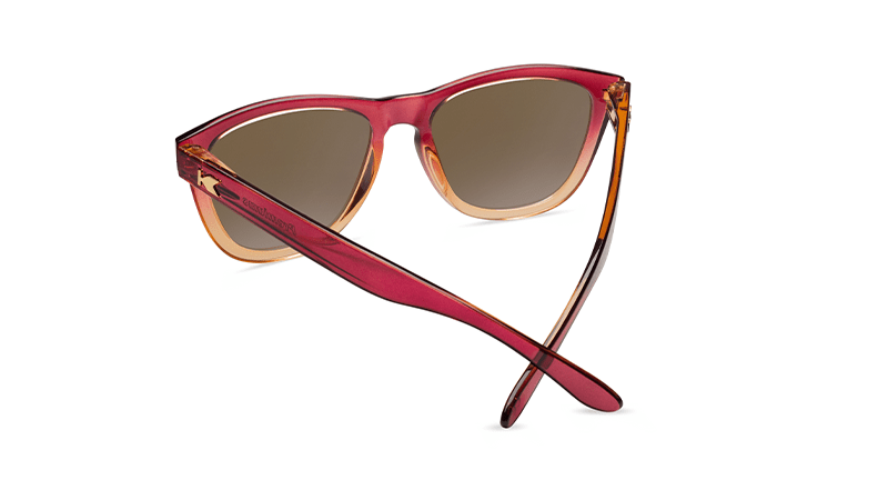 Sunglasses with Raspberry and Creme Beige Frames with Polarized Amber Lenses, Back