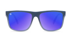 Sunglasses with glossy Blue Frames and Polarized Moonshine Lenses. Front