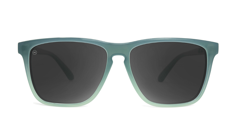 Sunglasses with Blue-Grey Frames and Polarized Smoke Lenses, Front