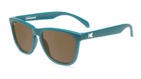Sunglasses with Turquoise Frames and Polarized Amber Lenses, Flyover