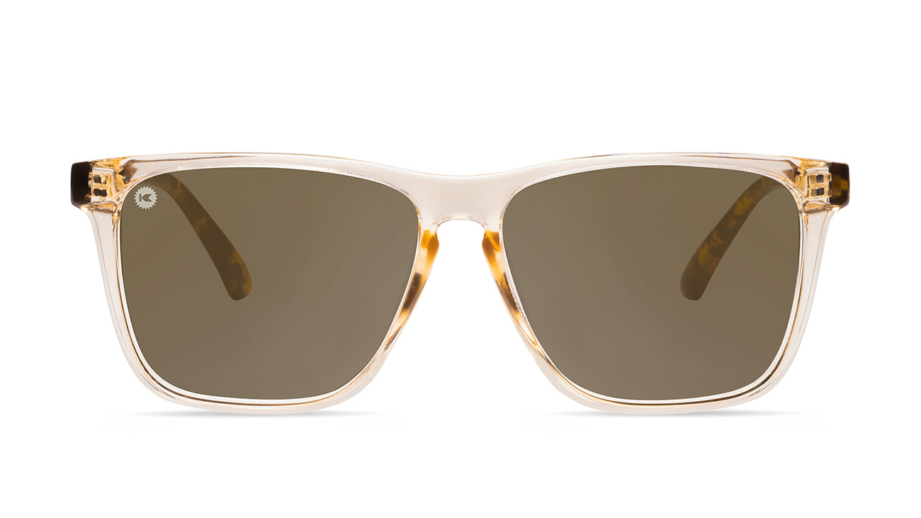 Sunglasses with Tortoise Shell Arms and Orange Fronts With Polarized Amber Lenses, Front