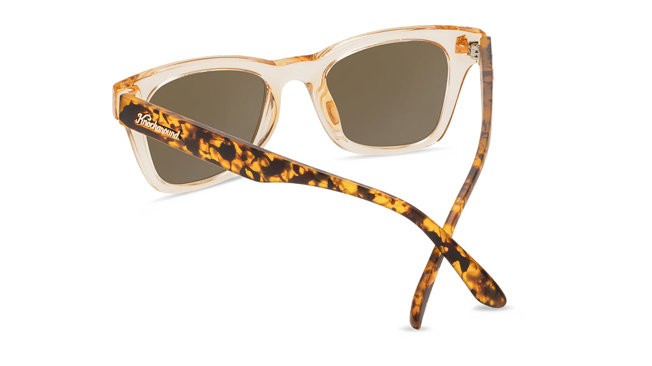 Sunglasses with Tortoise Shell Arms and Orange Fronts With Polarized Amber Lenses, Back